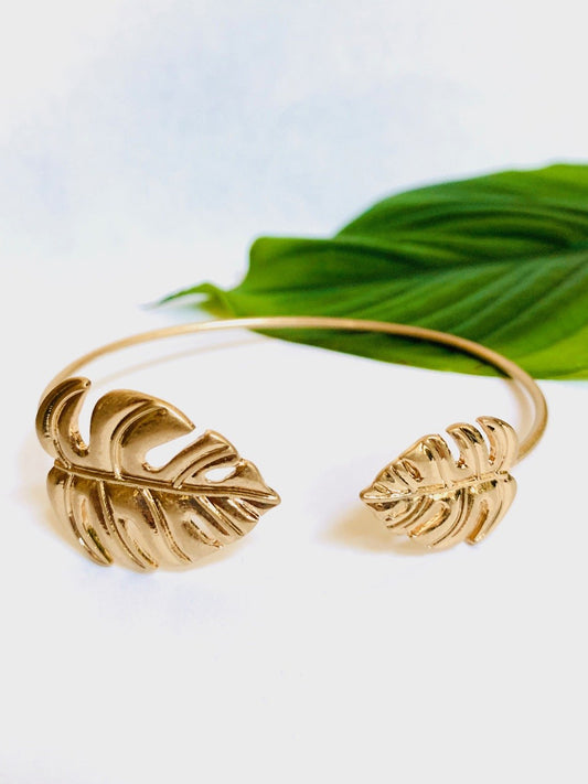 Double Monstera Leaf Bracelet